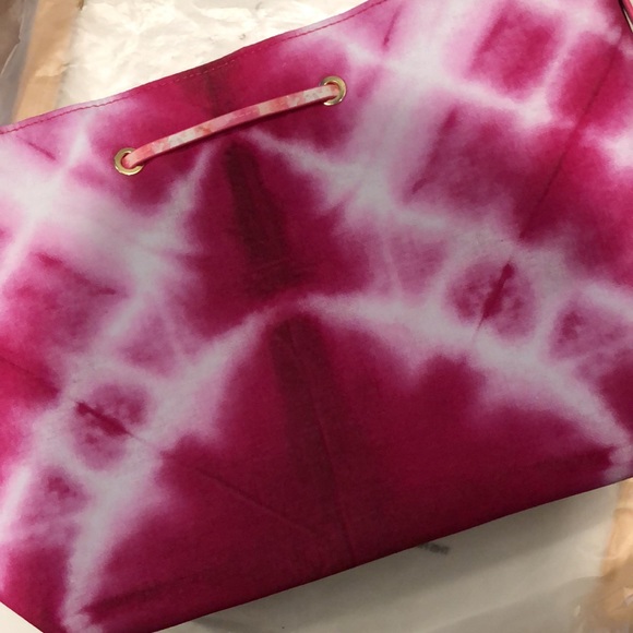 Estée Lauder Tote Bag Purse Pink White Tye Die Print Drawstring - Picture 5 of 9